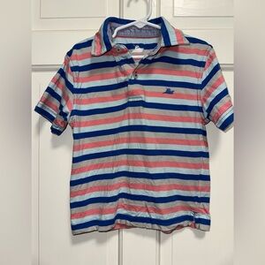 Striped Kids Polo Shirt - Blue, Coral, and Grey